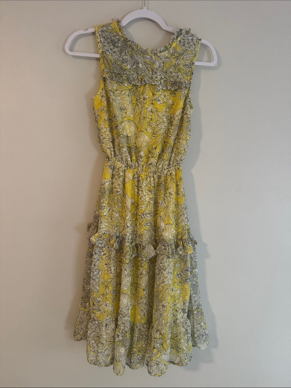 Monteau Yellow Floral Sleeveless Tiered Dress